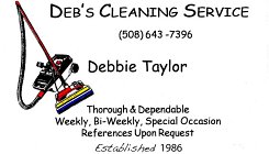 Deb's Cleaning, 508-643-7396