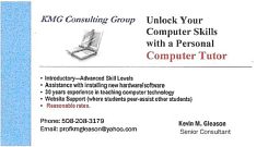 KMG Consulting, Computer Tutor, 508-208-3179