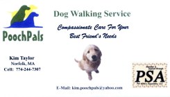 PoochPals dog walking, 774-244-7307