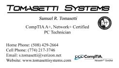 Tomasetti Systems, 508-429-2644